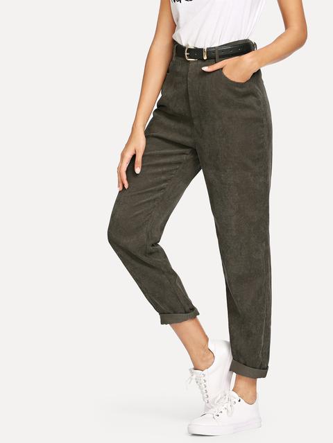 Pantalones De Pana Lisos Sin Cinturon From Shein On 21 Buttons