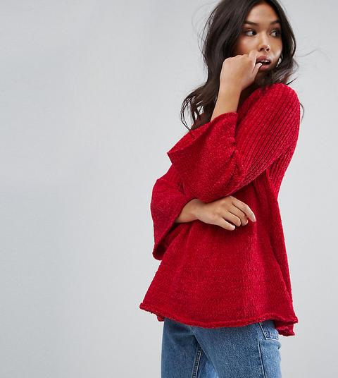 Prettylittlething - Maglione Con Maniche A Campana - Rosso