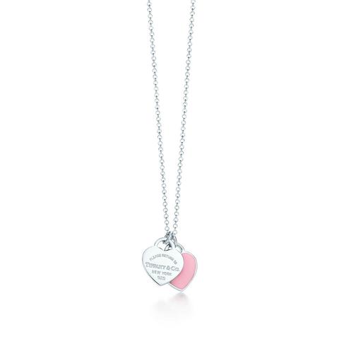 Return To Tiffany™ Pink Double Heart Tag Pendant In Silver, Mini