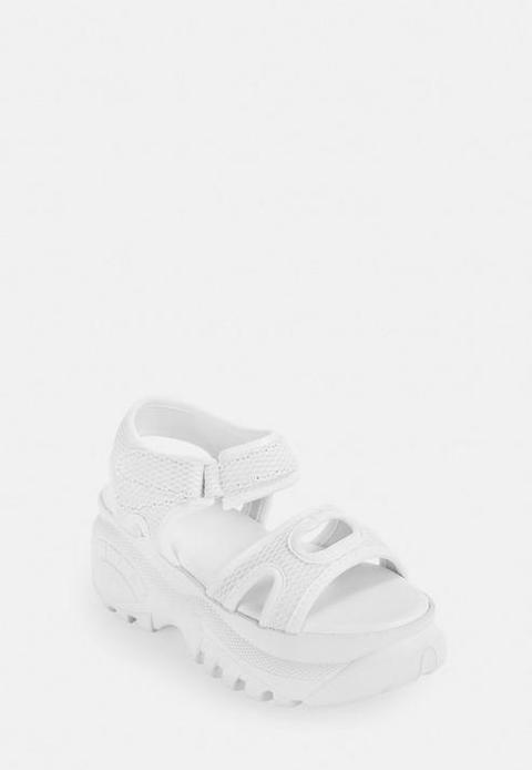 White Chunky Sole Trainer Sandals, White