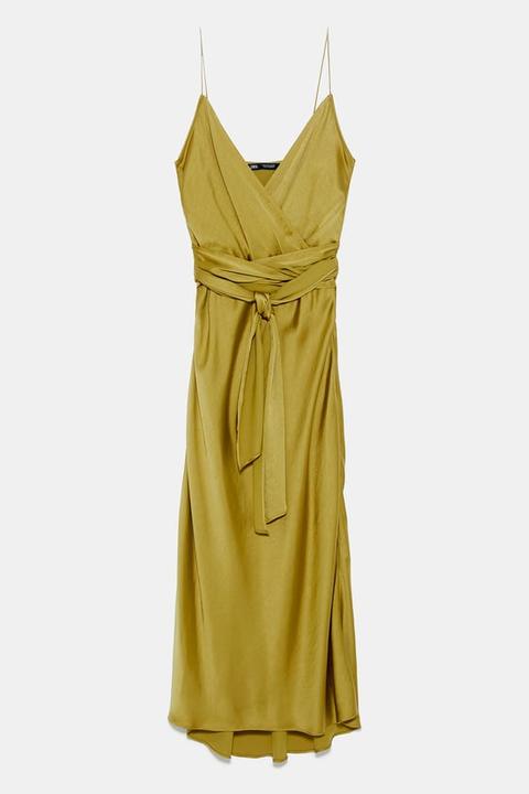 zara yellow silk dress