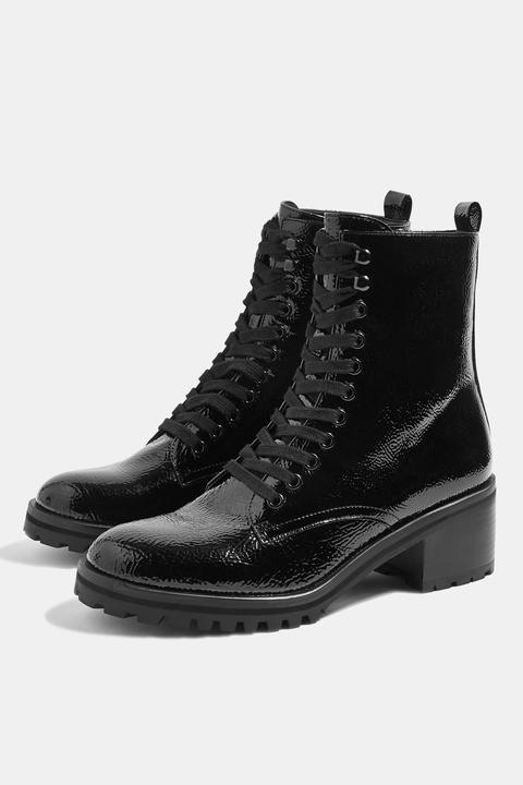 Womens Brazil Lace Up Ankle Boots - Black, Black