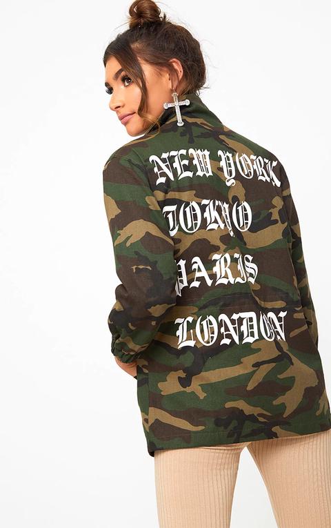 Khaki Camouflage Printed Jacket, Camo