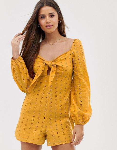 Mono Corto Con Bordados Y Nudo En La Parte Delantera De Asos Design-multicolor