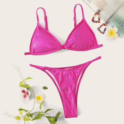 Set De Bikini Top Triángulo Con Tanga