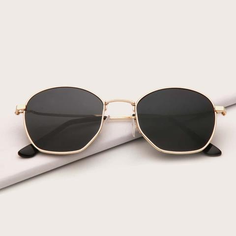 Gold Frame Tinted Round Lens Sunglasses