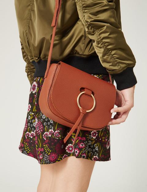 Camel Crossbody Bag With Buckle Detail
