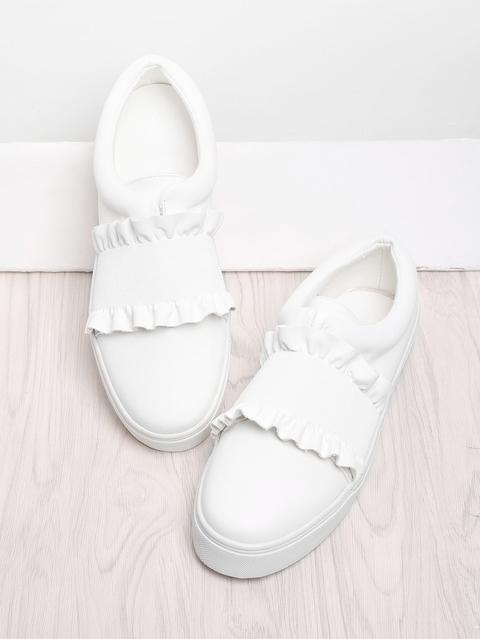 Ruffle Detail Slip On Sneakers