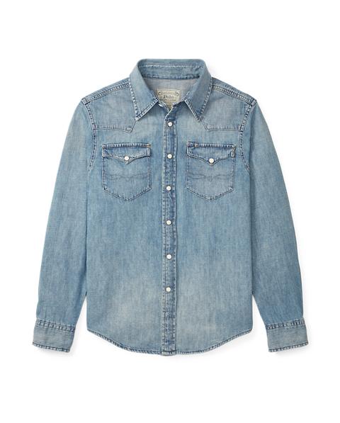 Camicia Western In Denim Di Cotone