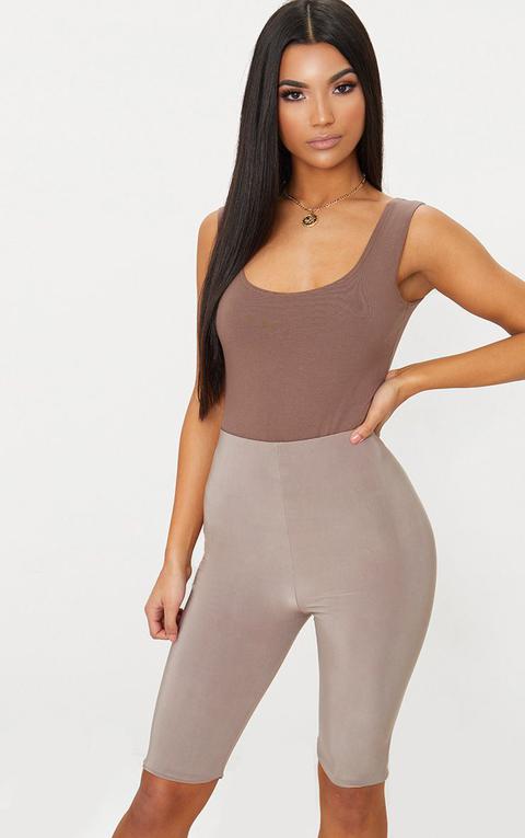 Taupe Slinky Longline Cycle Short, Brown