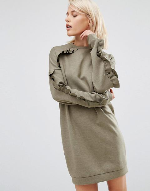 Asos - Vestito Di Felpa Con Ruches - Verde