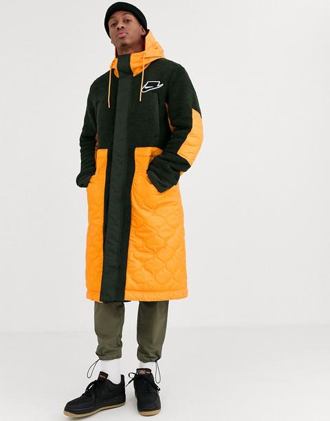 Parka De Polar Acolchada En Naranja/caqui Air De Nike