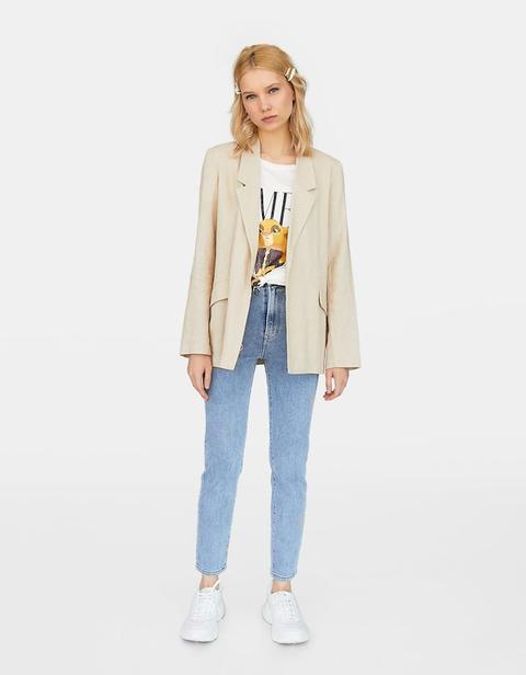 Blazer Morbido Rustico A Tinta Unita Beige