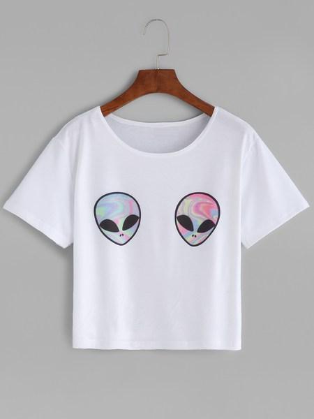 Camiseta Extraterreste Estampado - Blanco