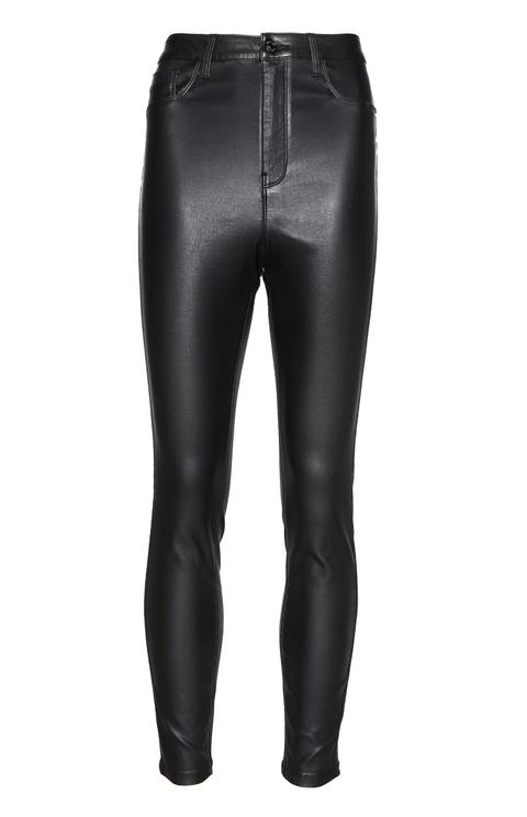 High Waisted Leather Effect Trousers