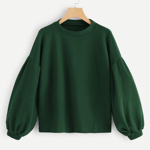 Maglione Con Spalle Cadenti Con Manica A Sbuffo