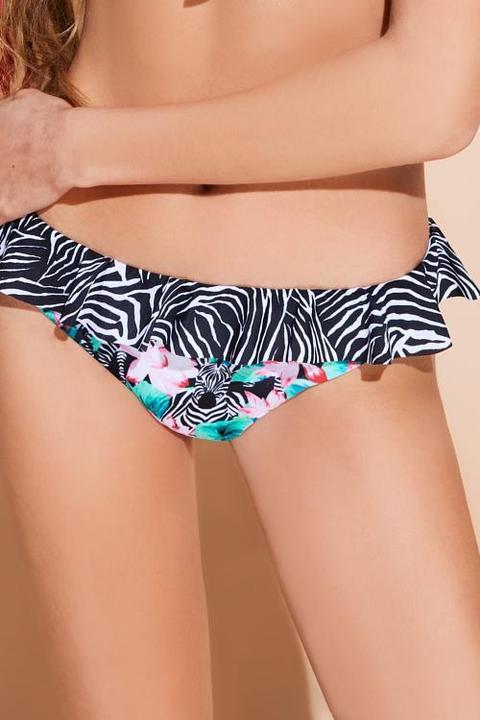 Bikini Slip Con Volant Zebra Flower