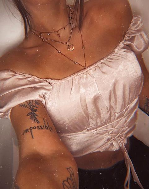 Ruiz Off The Shoulder Top In Satin Dusty Rose