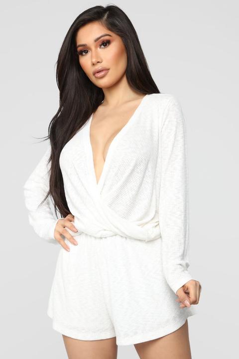 Annabelle Twist Front Romper - Offwhite