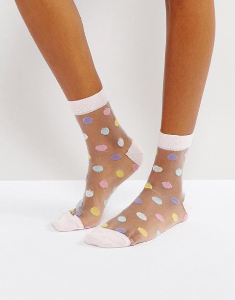 Asos - Calzini Trasparenti A Pois - Multicolore