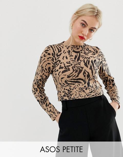 Asos Design Petite - Maglione Lavorato Con Stampa Animalier - Multicolore