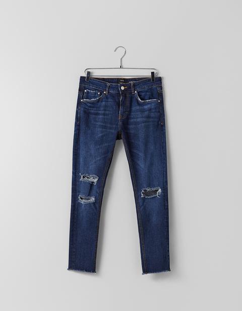 Jeans Super Skinny Con Strappi