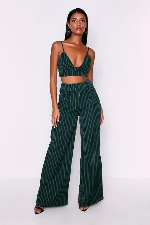 High Waisted Pinstripe Trousers