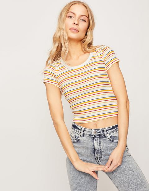 T-shirt Corta A Righe Multicolor