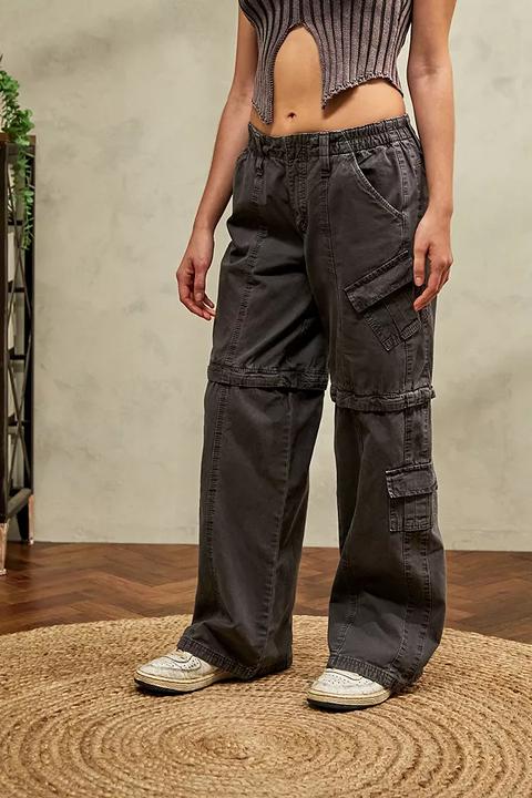 Bdg Grey Zip-off Y2k Cargo Pants - Grey Xs At Urban Outfitters