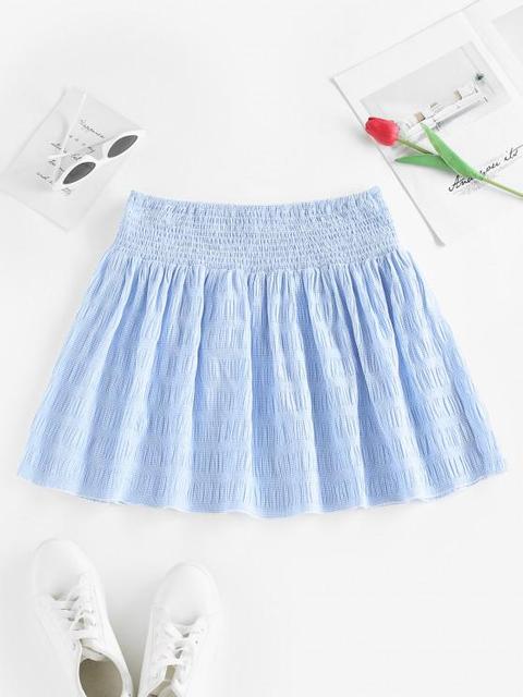 Zaful Mini Falda A Cuadros Light Blue