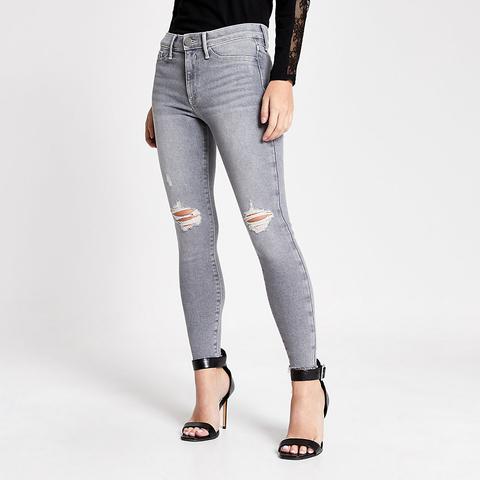 grey ripped jeggings