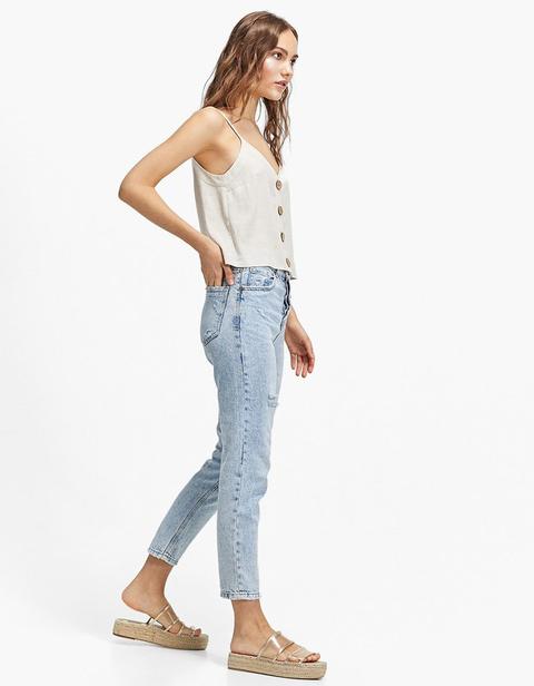 Mom Fit Basic Jeans Chiaro