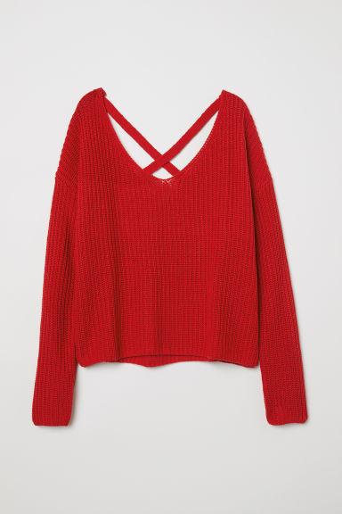 H & M - Pullover In Maglia A Coste - Rosso