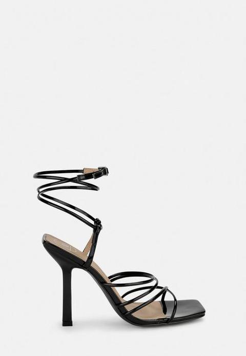 Black Patent Strappy Heels, Black