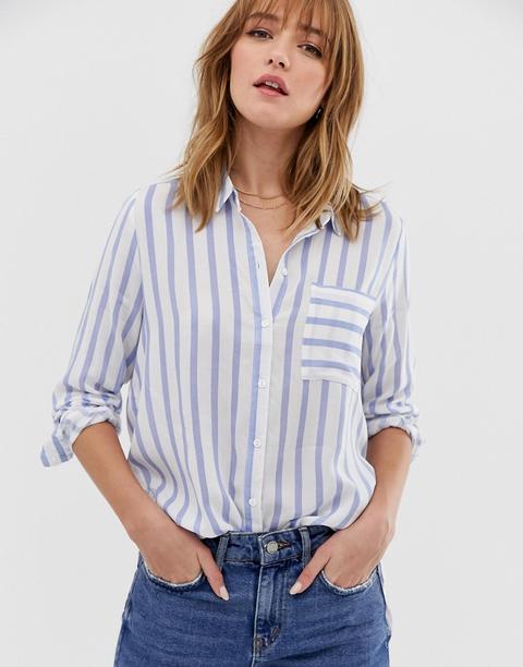 Only - Camicia A Righe Con Taschino - Multicolore