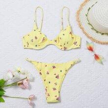 Bañador Bikini Tanga Con Aro Floral