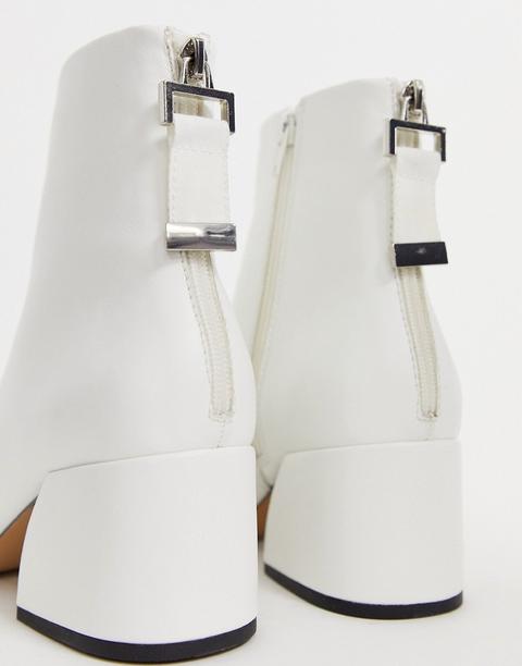 white mid heel ankle boots