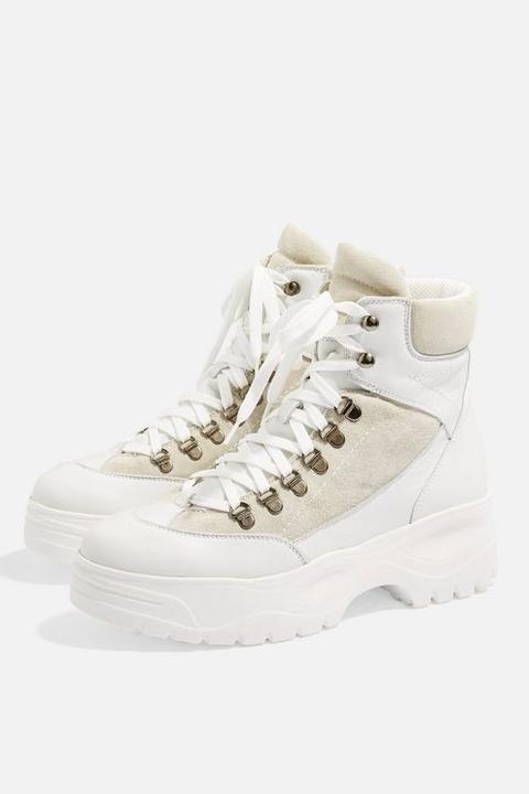 Womens Ants Biker Boots - White, White