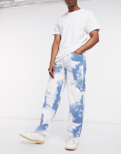 Jaded Cloud Print Skate Jeans-blue