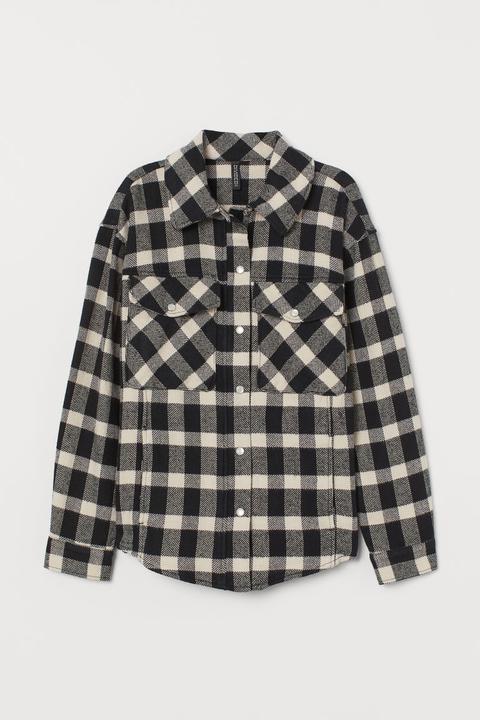 Chaqueta Camisera De Cuadros - Negro