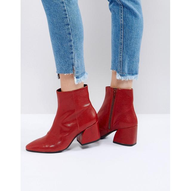 Vagabond Olivia Cherry Red Leather Ankle Boots - Red ASOS on