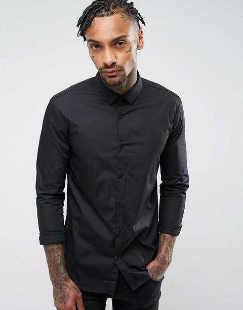 River Island - Camicia Slim Nera - Nero