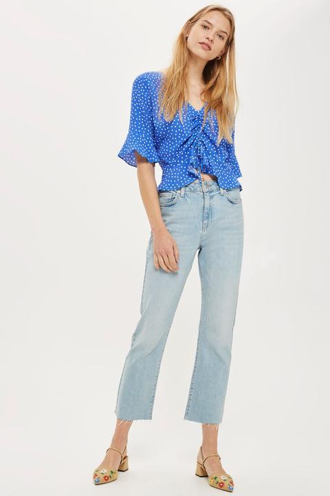 Polka Dot Ruched Front Top