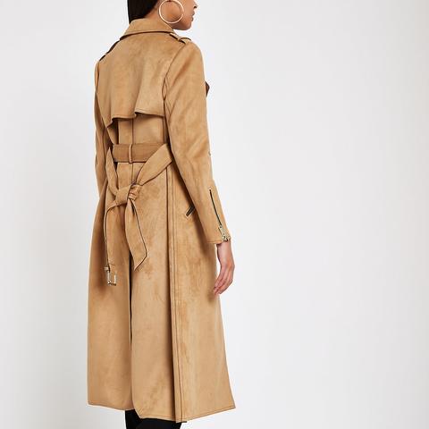 River island faux deals suede trench coat