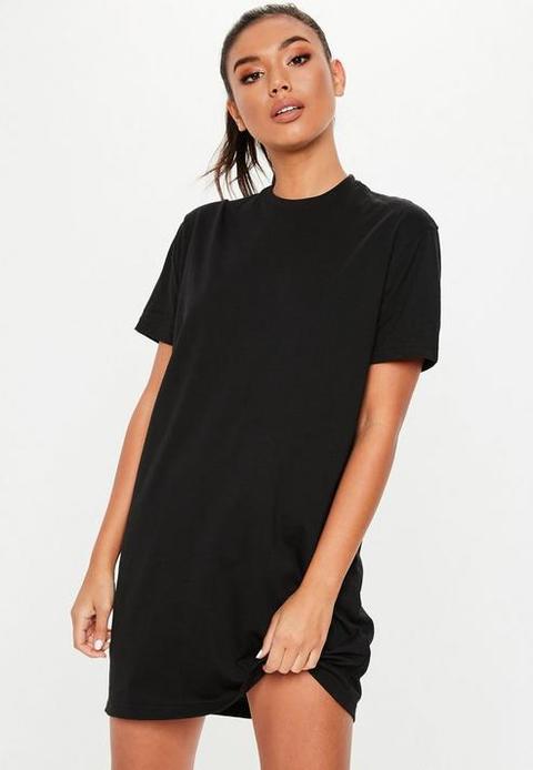 Black Basic T Shirt Dress, Black