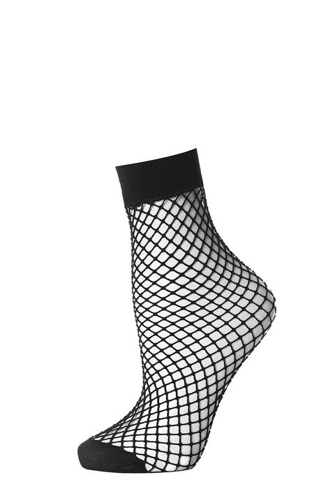 Womens Fishnet Ankle Sock - Black, Black