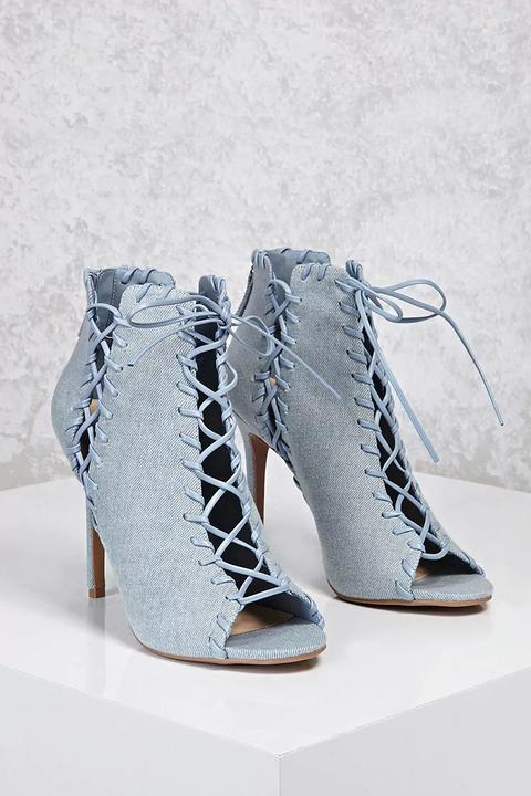 Denim Lace-up Heels