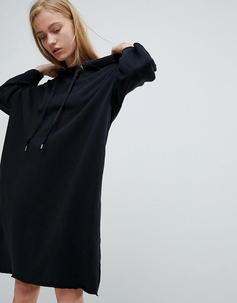 Dr Denim - Vestito In Jersey Con Cappuccio - Nero