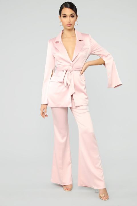 Sassy Satin Suit Set - Blush