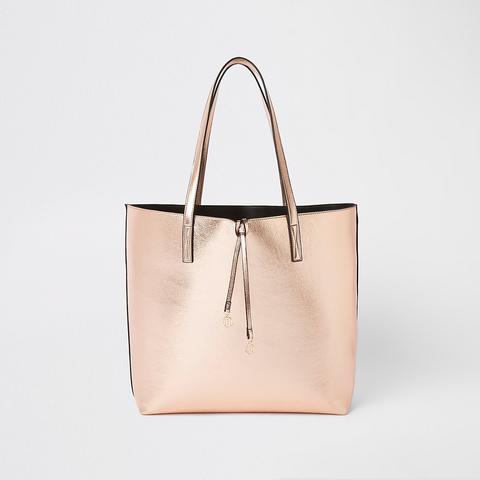 River island rose gold cheap beach bag